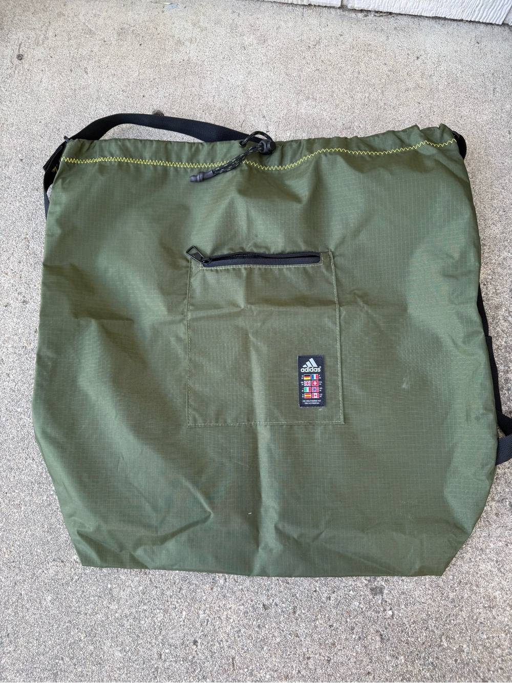 Adidas Olive Green Lightweight Shoulder Bag tote sack pack + sling pack combo